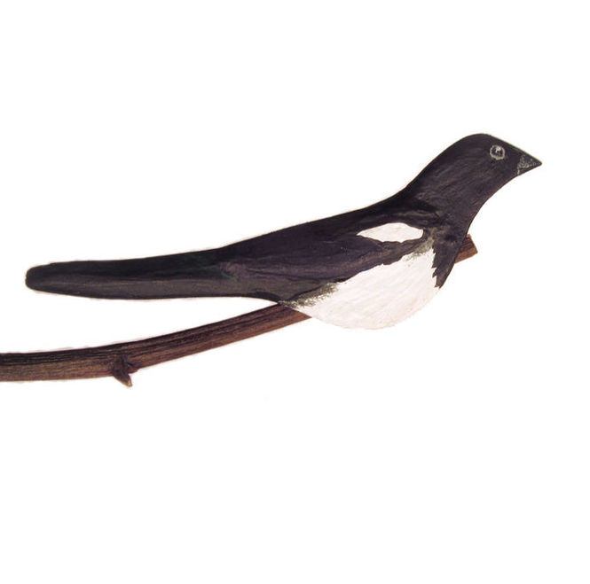 Брошка-сорока (черно-белая птица брошь) от Алисы Книжник