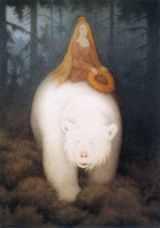 Фэнтези-картинка с белым медведем и принцессой