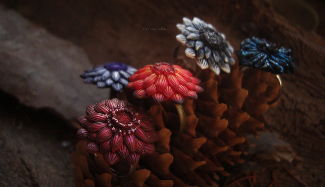 Серия колец-цветов из Зачарованного сада
