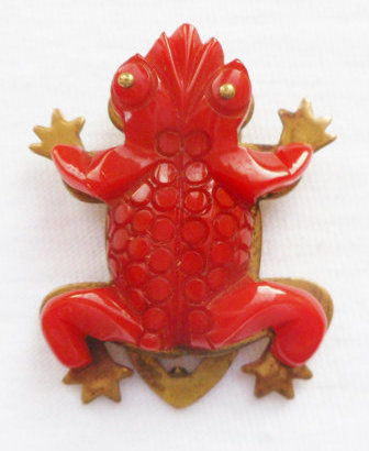 Galalith Toad Brooch Clip, 1930's