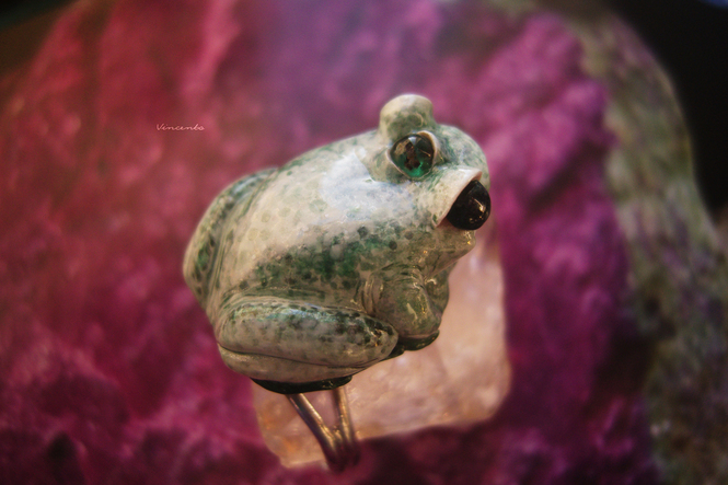 Волшебное украшение с лягушкой и изумрудом, кольцо в стиле фэнтези