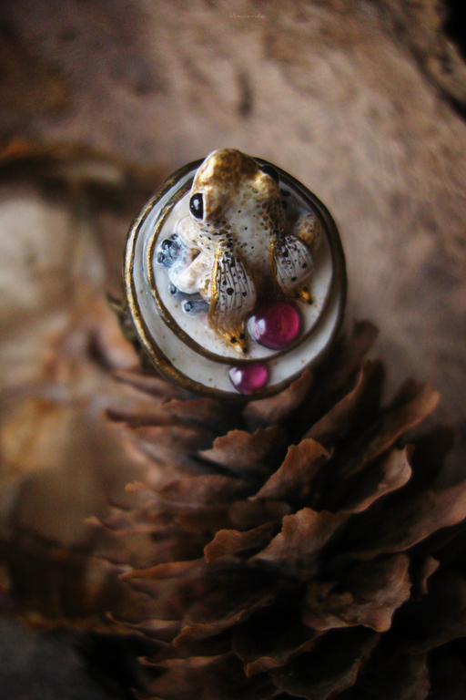 Волшебное кольцо в стиле арт-нуво с лягушкой